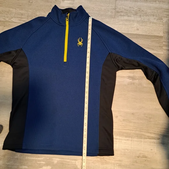 Spyder Men's Blue Black Polyester 1/4 Zip Pullover Mock Neck Sweater Size Medium - Picture 9 of 11